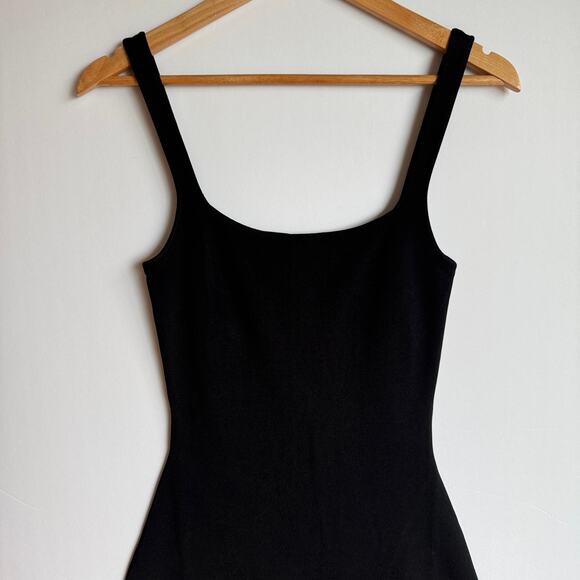 Rumored Parisian Midi Dress Ribbed Square Neck Stretchy Minimalist Small Black - Picture 6 of 16